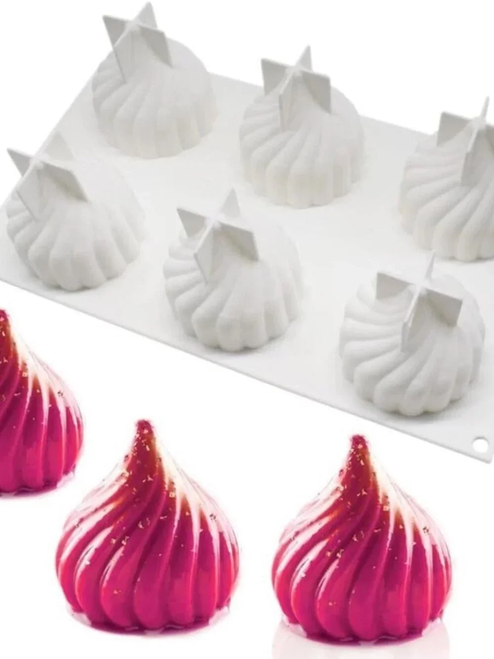 2 Silicone Form Pastry Moulds Pear and Whirlwind